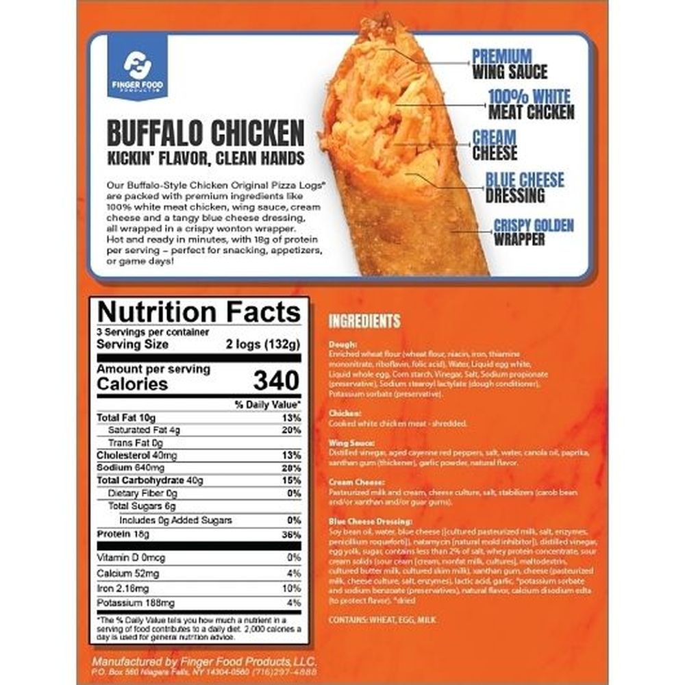 The Original Pizza Logs Buffalo Style Chicken Pizza Logs, 6 Count -- 6 Per Case