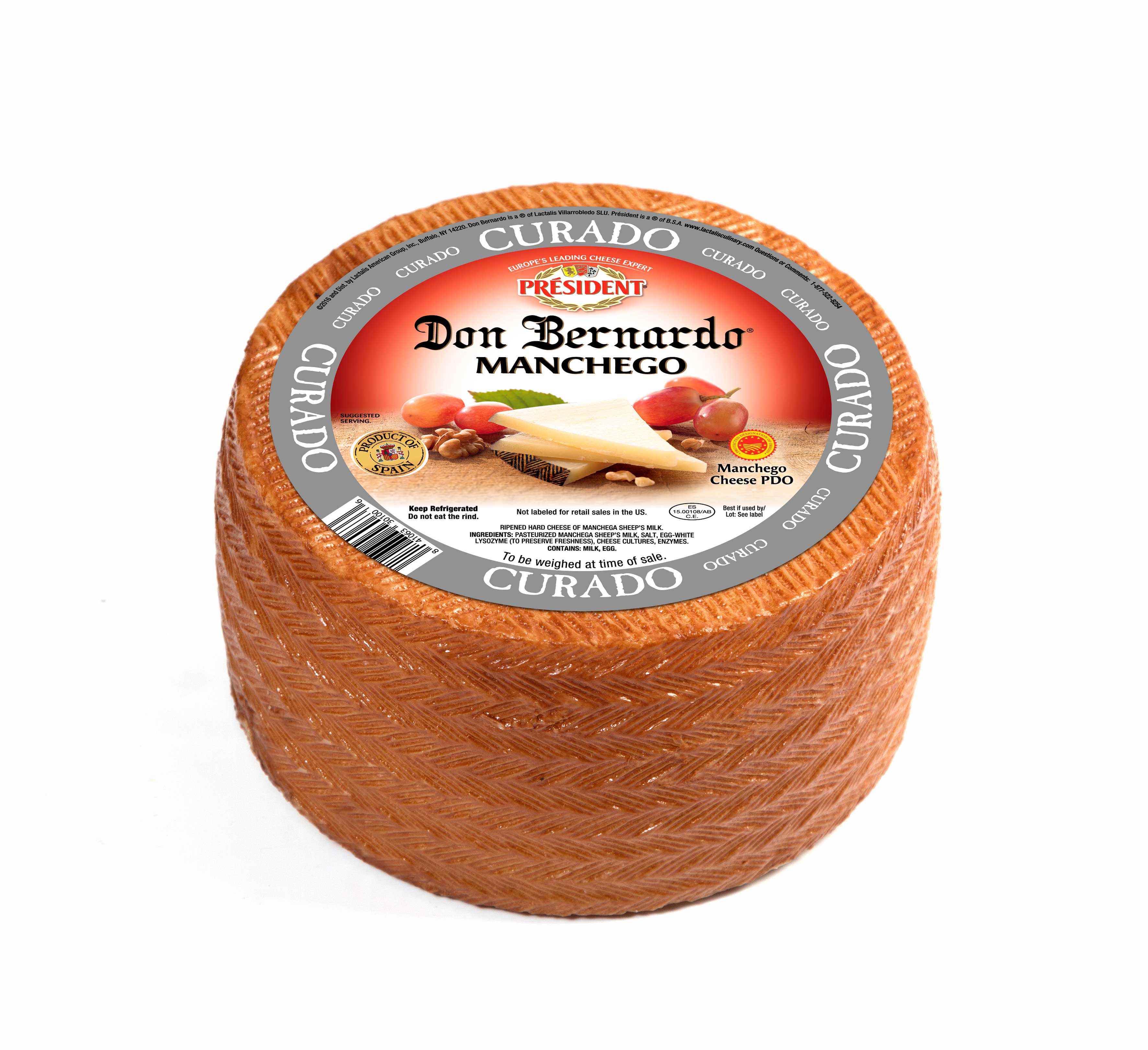 President Don Bernardo Manchego Curado Wheel Cheese, 6.6 Pound -- 2 Per Case