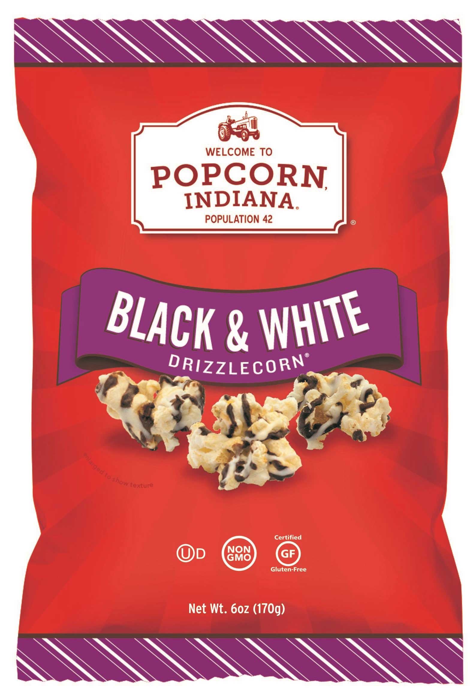 Popcorn Indiana Black And White Drizzle Popcorn Snack, 6 Ounce -- 6 Per Case