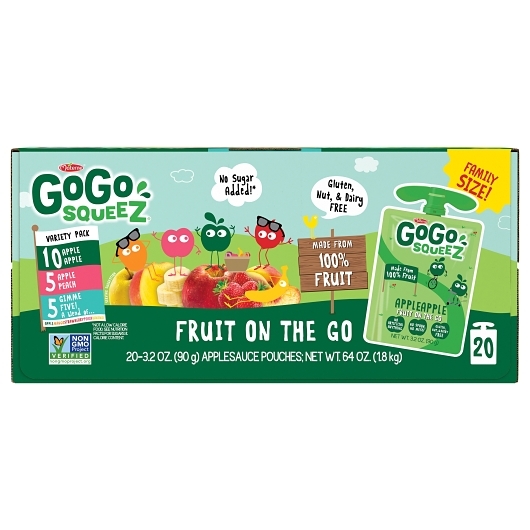 GoGo squeeZ Apple / Peach / Gimme Five On the Go Applesauce, 3.2