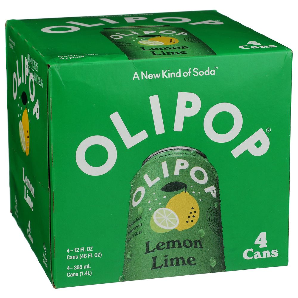 Olipop Lemon Lime Prebiotic Soda, 48 Fluid Ounce -- 6 Per Case