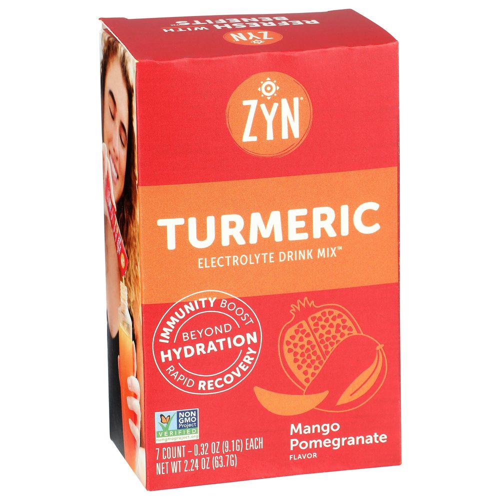 Zyn 0.32 Ounce Mango Pomegranate Turmeric Electrolyte Drink Mix, 7 Count -- 8 Per Case
