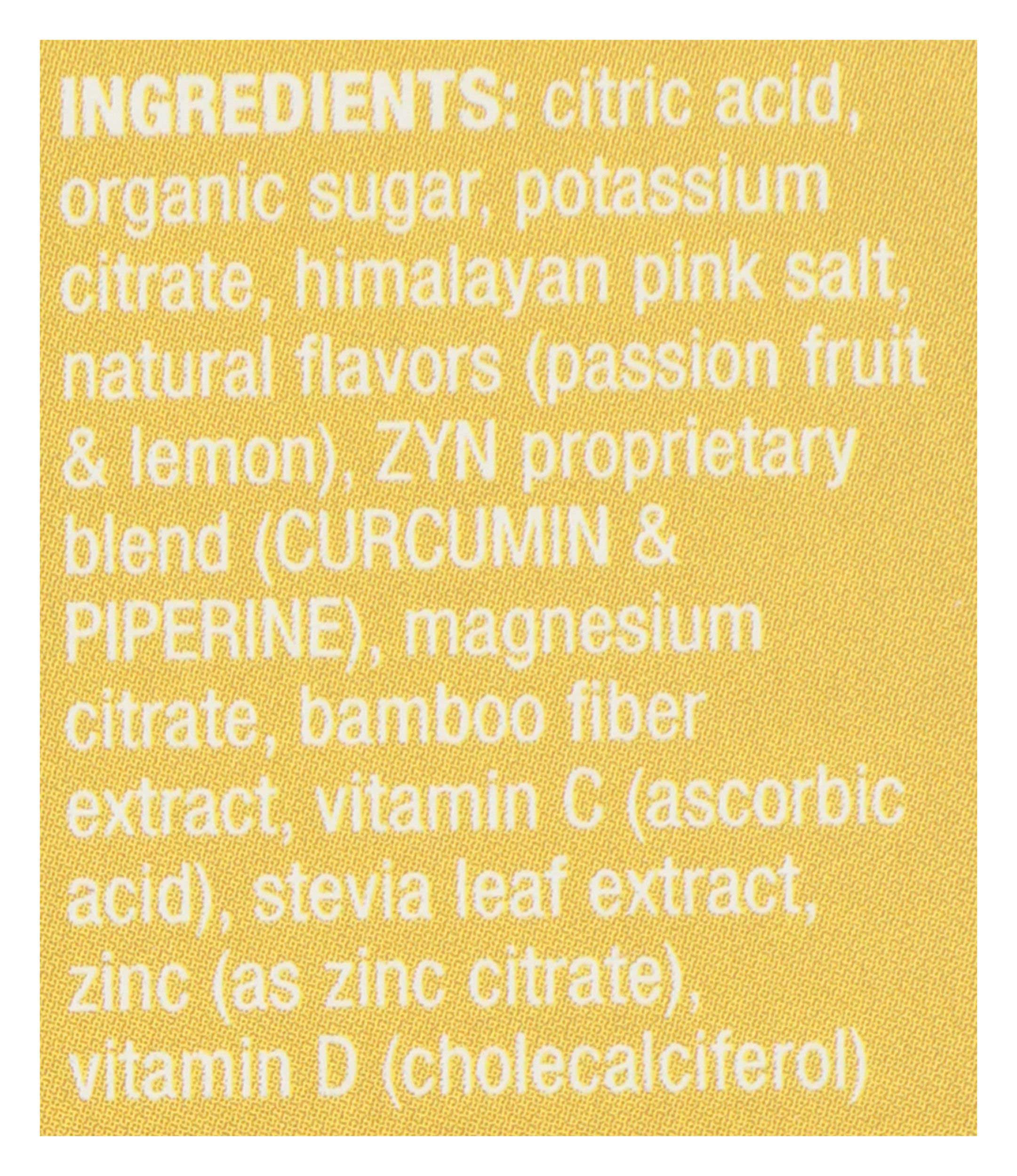 Zyn 0.32 Ounce Passion Fruit Lemonade Turmeric Electrolyte Drink