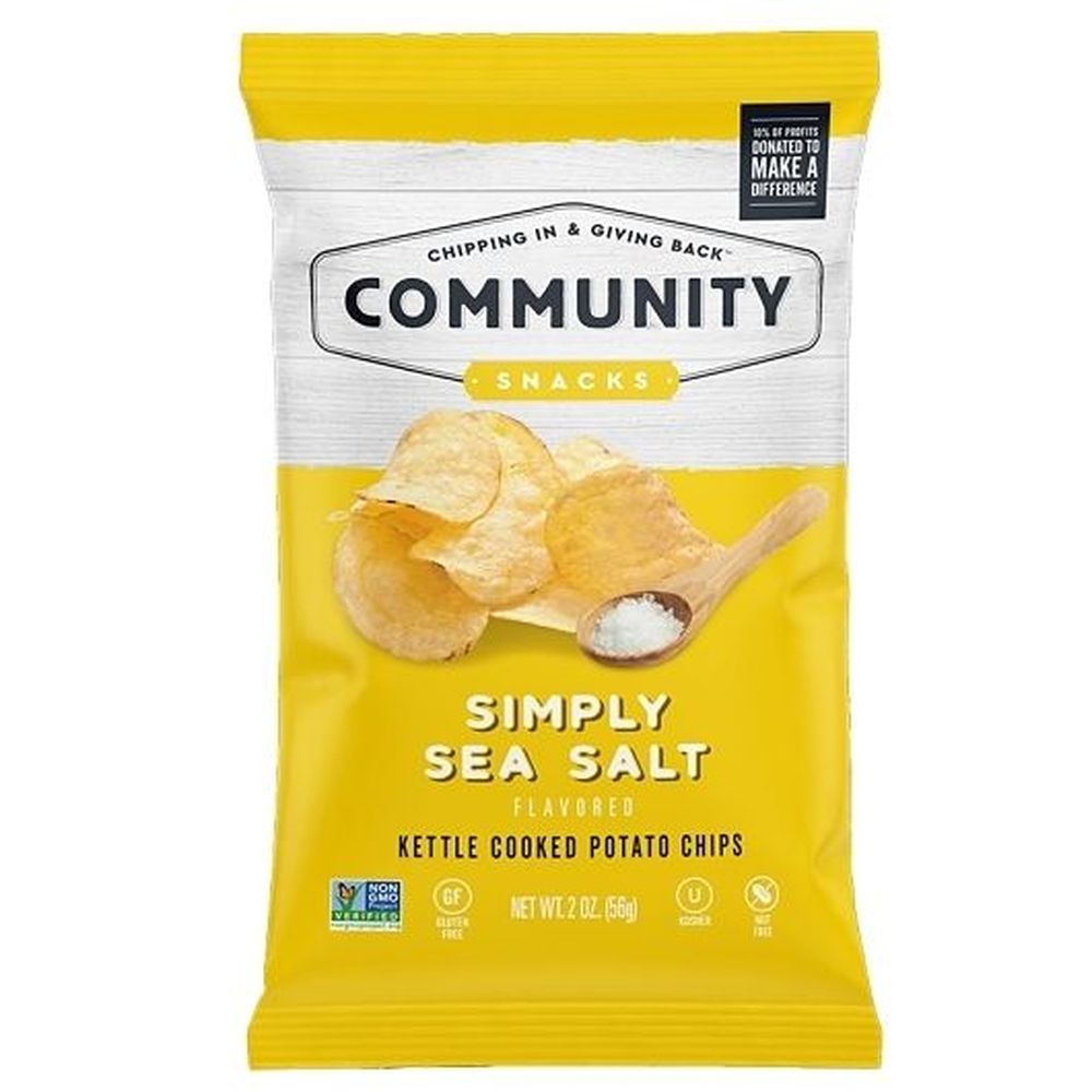 Community Snacks Simply Sea Salt Kettle Cooked Potato Chips, 2 Ounce -- 25 Per Case