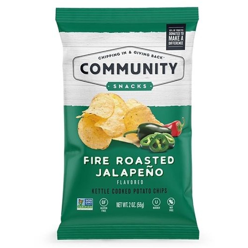 Community Snacks Fire Roasted Jalapeno Kettle Cooked Potato Chips, 2 Ounce -- 25 per case