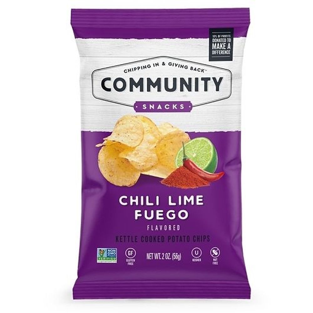 Community Snacks Chili Lime Fuego Kettle Cooked Potato Chips, 2 Ounce -- 25 per case