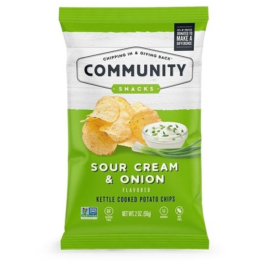 Community Snacks Sour Cream and Onion Kettle Cooked Potato Chips, 2 Ounce -- 25 per case