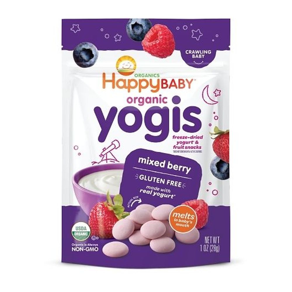 Happy Baby Organic Yogis Freeze-dried Mixed Berry Yogurt And Fruit Snacks, 1 Ounce -- 8 Per Case