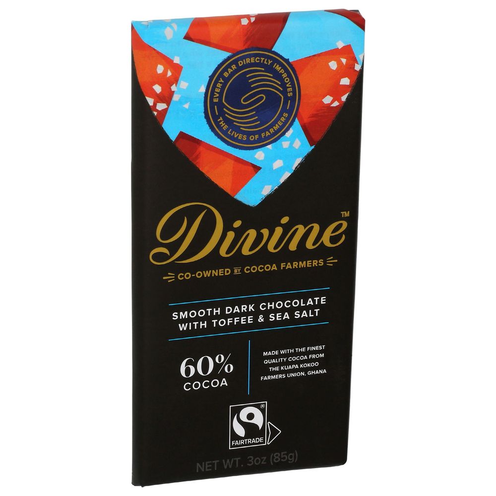 Divine 60 Cocoa Smooth Dark Chocolate With Toffee And Sea Salt, 3 Ounce -- 12 Per Case