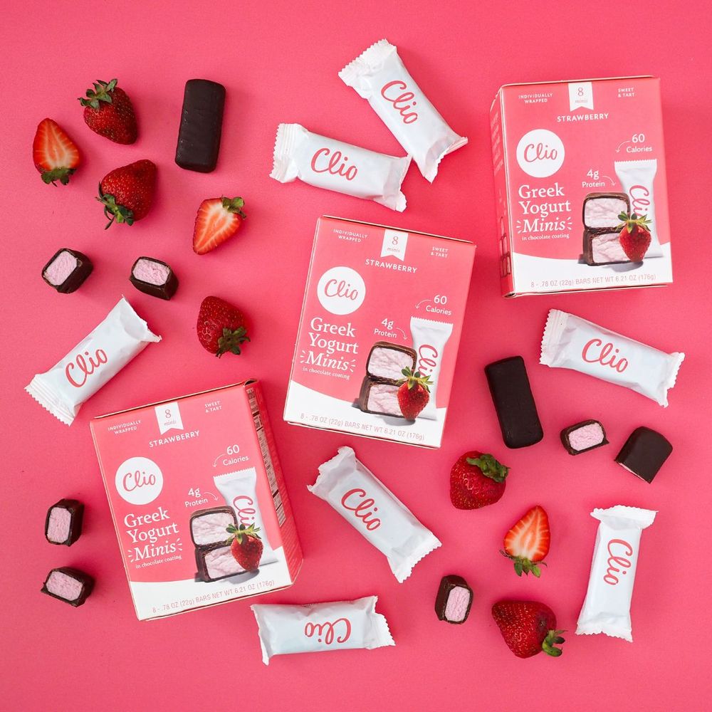 Clio Dark Chocolate Covered Strawberry Greek Yogurt Minis Bar, 6.21 Ounce -- 6 per case