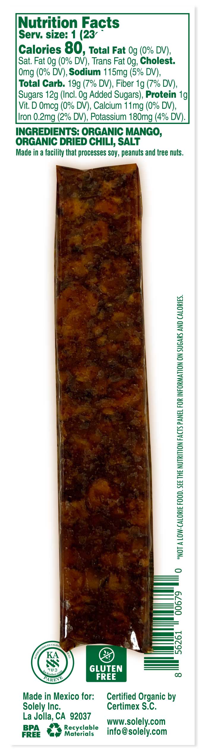 Solely Mango Chili Fruit Jerky, 0.8 Ounce -- 72 Per Case