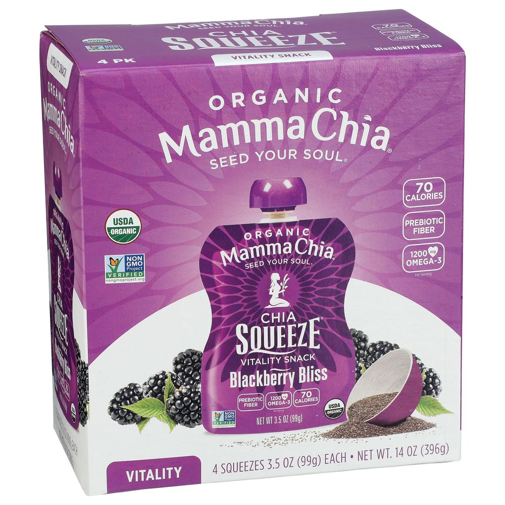 Mamma Chia Organic Blackberry Bliss Vitality Chia Squeeze, 14 Ounce -- 6 Per Case