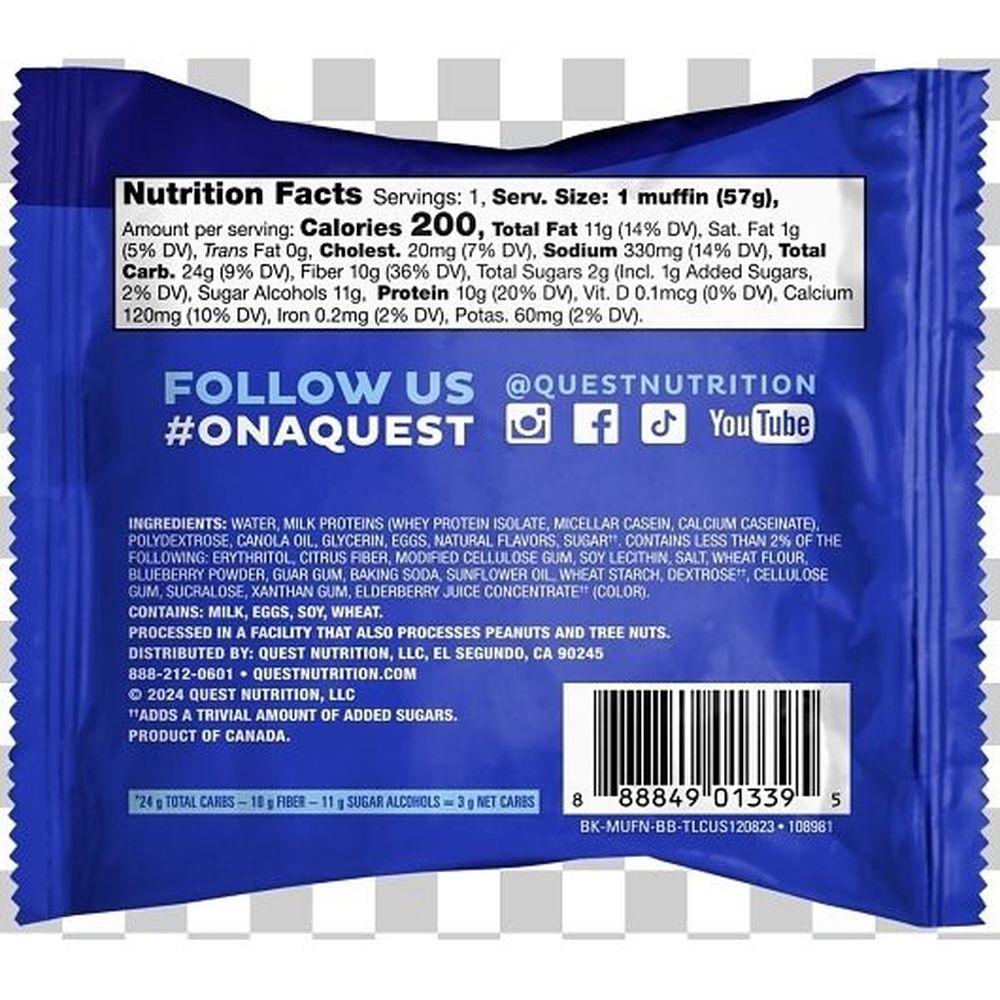 Quest Nutrition Bake Shop Blueberry Muffin, 2.01 Ounce -- 72 Per Case