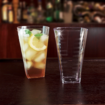 Yoshi Ware Emi Square Clear Extra Heavy Weight Plastic Tumbler, 16 Ounce, 14 Count -- 12 Per Case