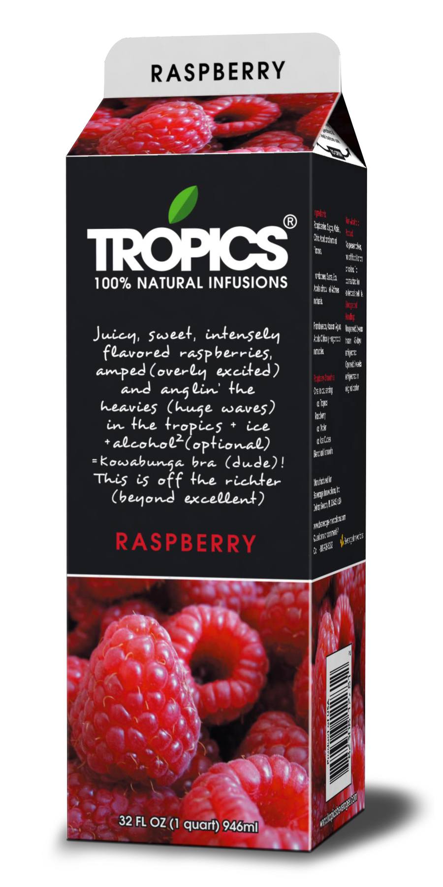 Tropics Raspberry Drink Mix, 32 Ounce -- 12 Per Case