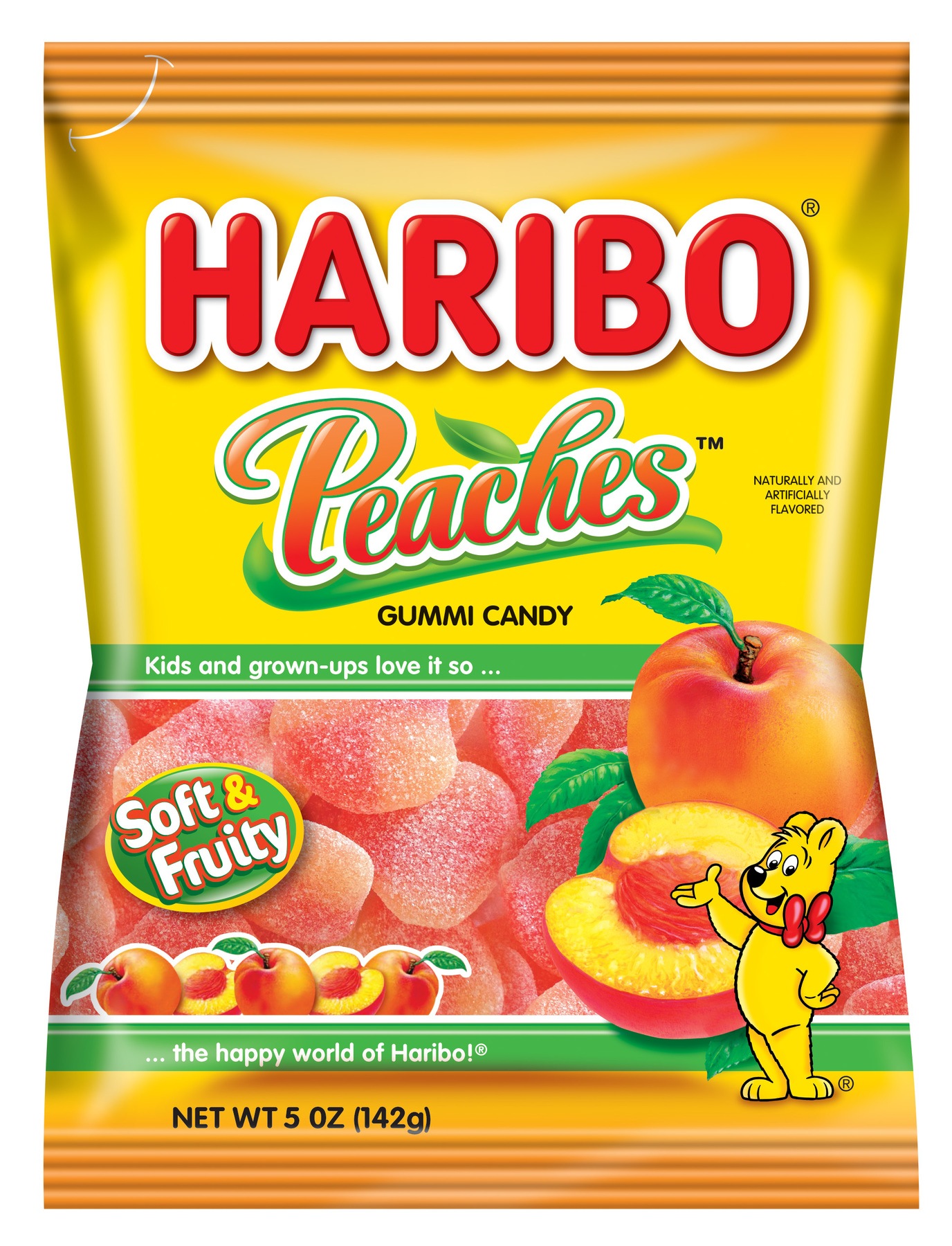Haribo Peaches Gummy Candy, 5 Ounce -- 12 Per Case