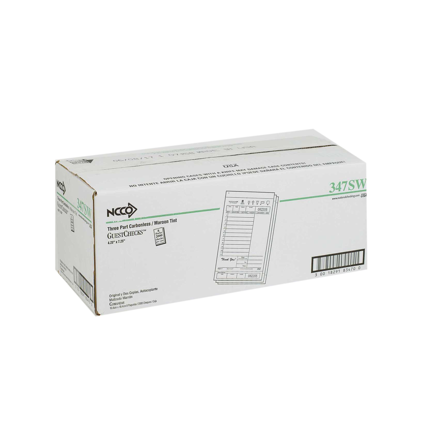 National Checking Company Carbonless Guest Check Board - 3 Part Maroon, 11 Line, 4.20 x 7.25 inch -- 2000 per case.