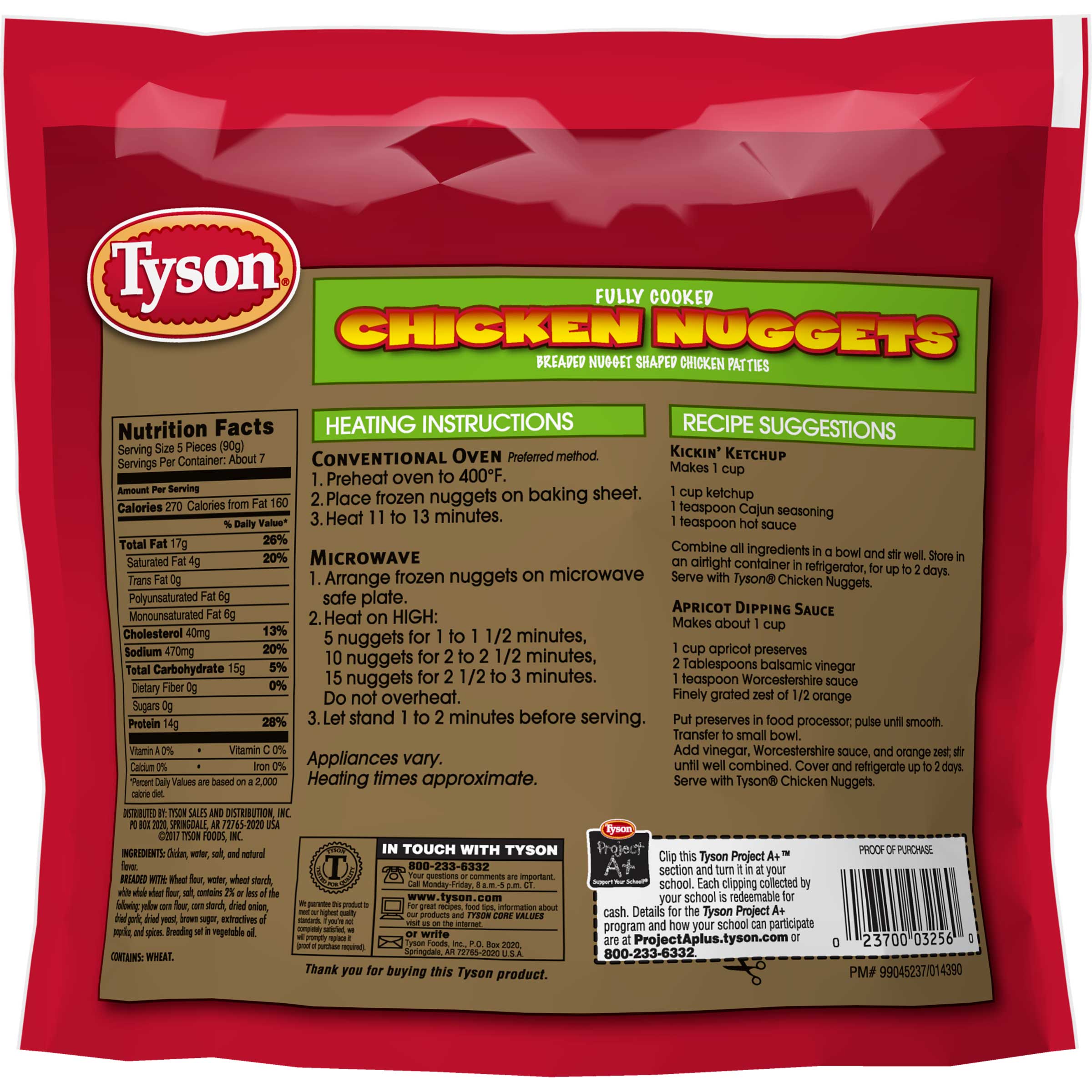 Tyson Fully Cooked Breaded Nugget Shaped Chicken Patties, 1.375 Pound -- 8 Per Case