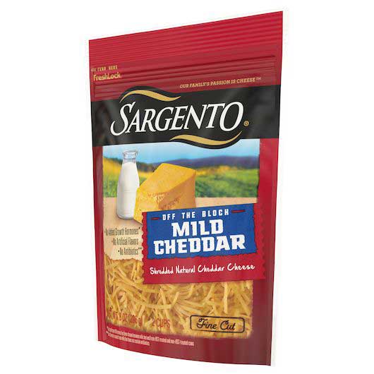 Sargento Off The Block Fine Cut Mild Cheddar Shredded Cheese, 8 Ounce -- 12  per case