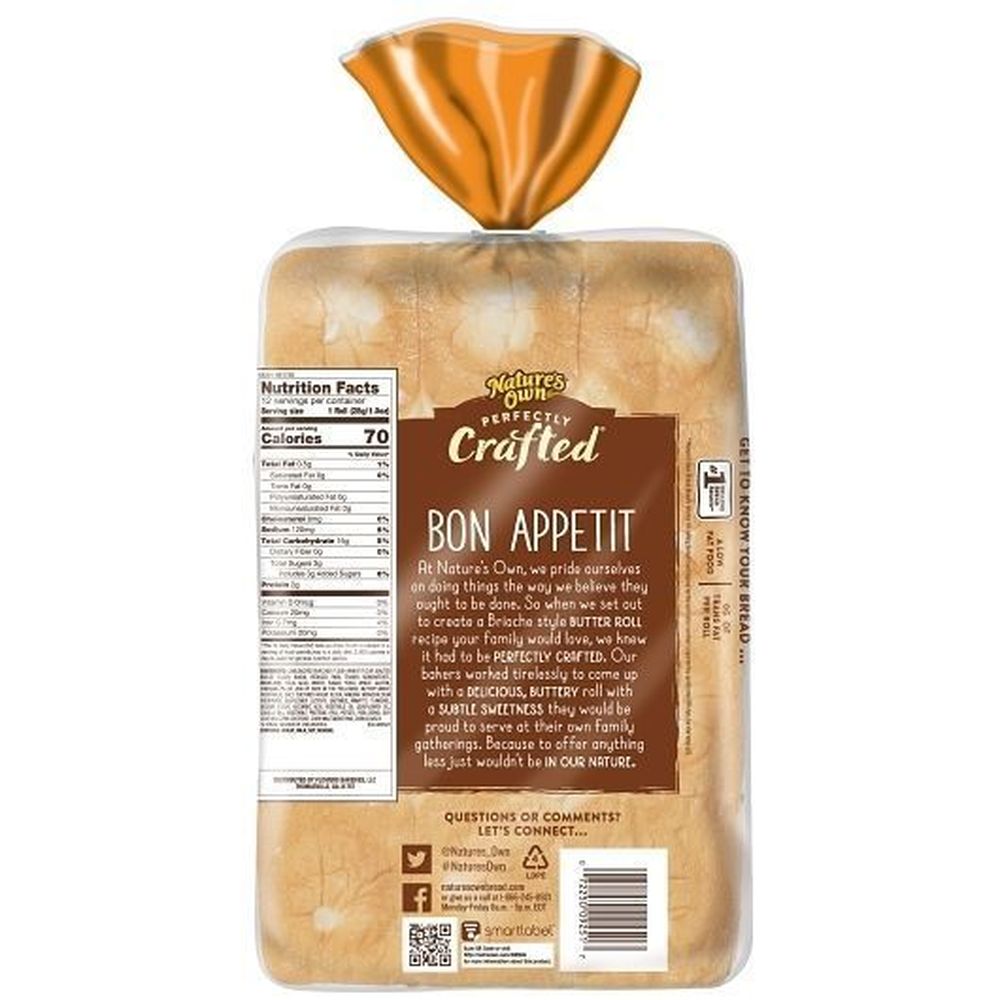 Nature's Own Brioche Style Butter Dinner Roll, 12 Ounce -- 12 Per Case