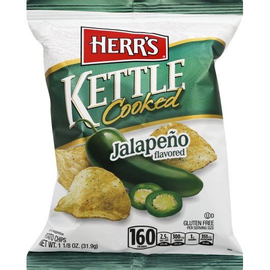 Herr's Jalapeno Flavored Kettle Cooked Potato Chips, 1.125 Ounce -- 60 Per Case