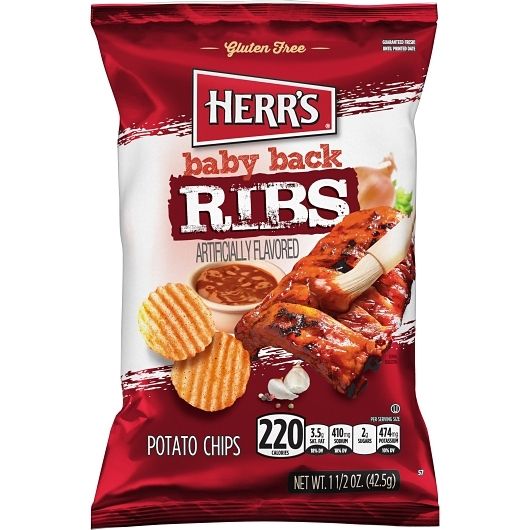 Herr's Baby Back Rib Potato Chips, 1.5 Ounce -- 60 Per Case