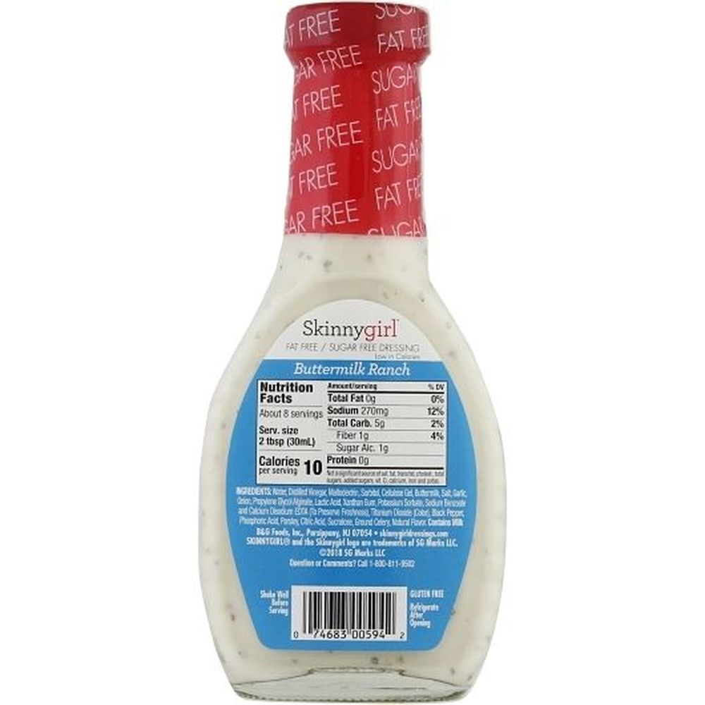 Skinnygirl Sugar Free Buttermilk Ranch Dressing, 8 Fluid Ounce -- 12 Per Case