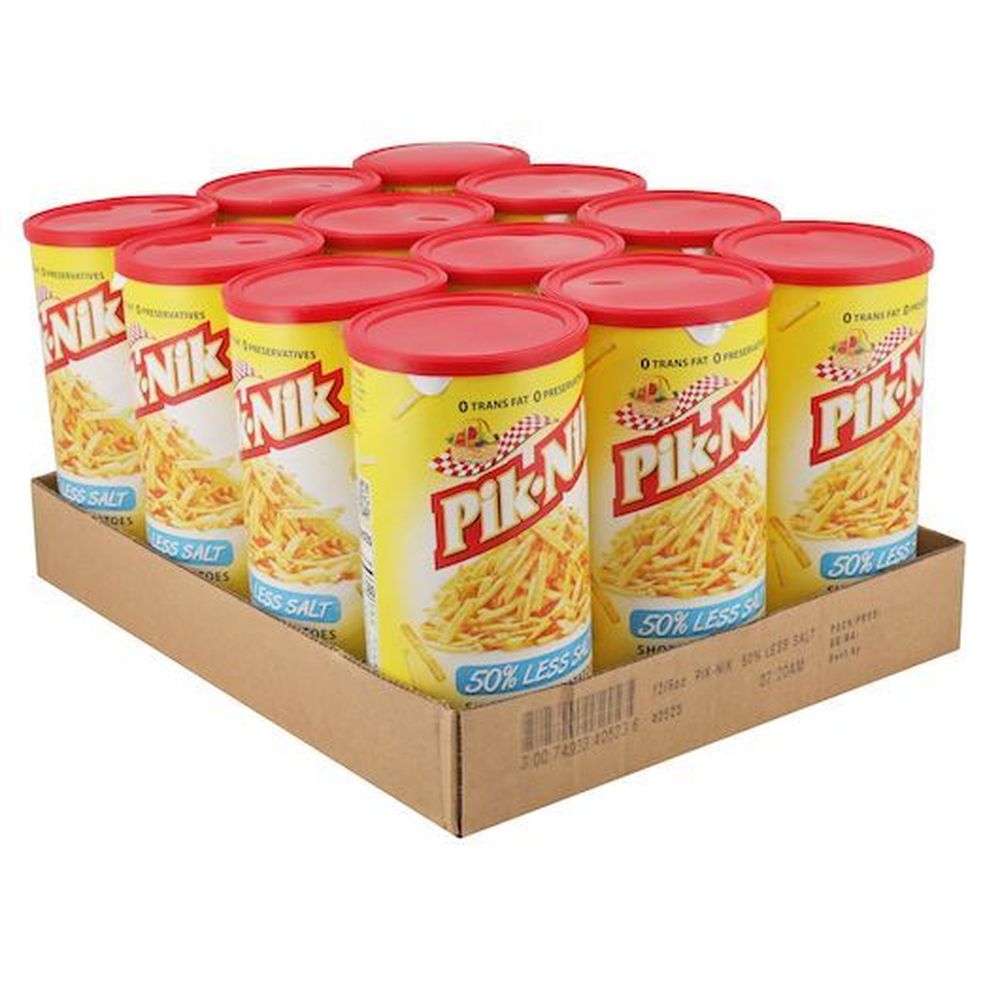 Pik-nik 50 Percent Less Sodium Shoestring Potatoes, 9 Ounce -- 12 Per Case