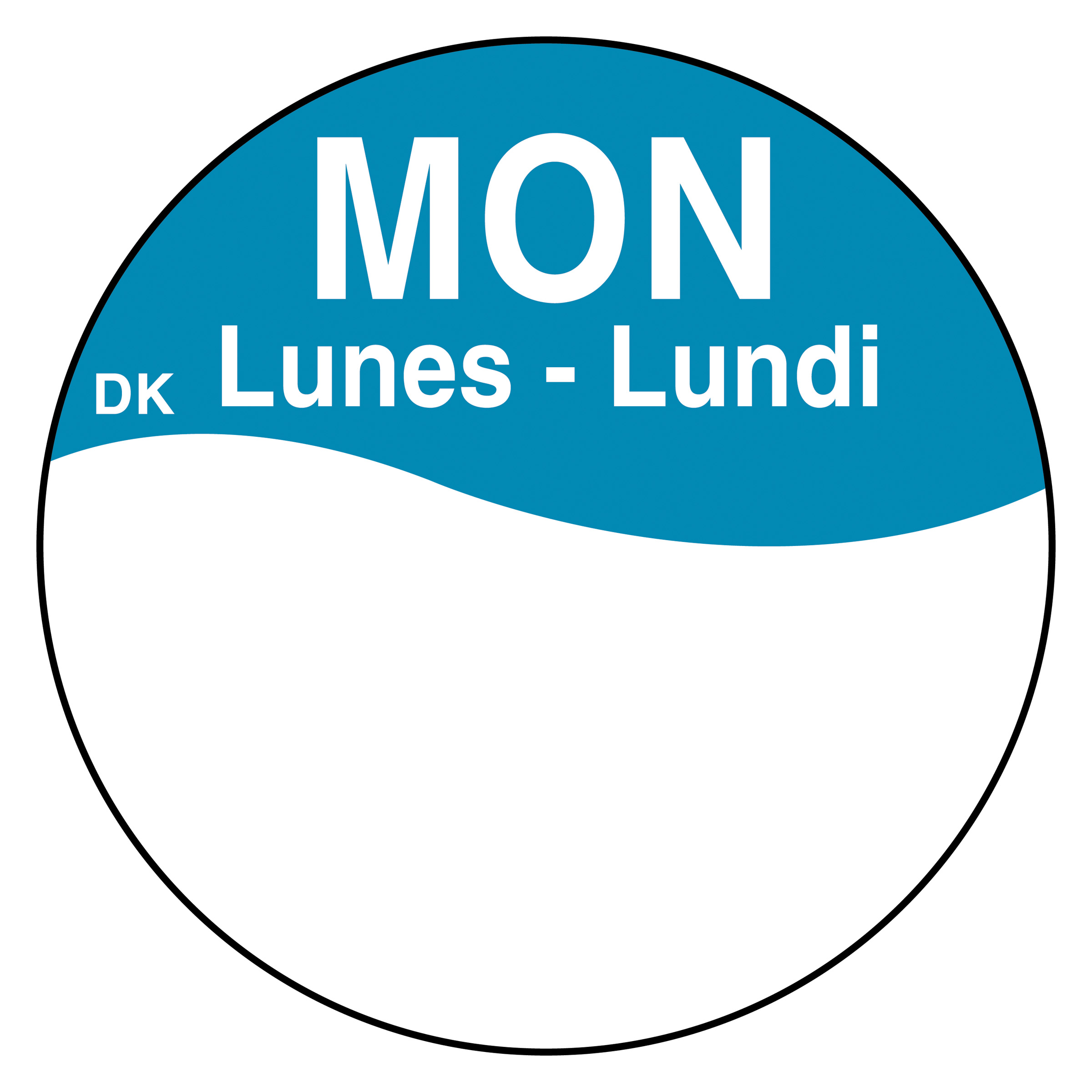 Daymark Monday Round Permanent Half Blank Bilingual Day Of The Week Label, 1 Inch -- 12 Per Case