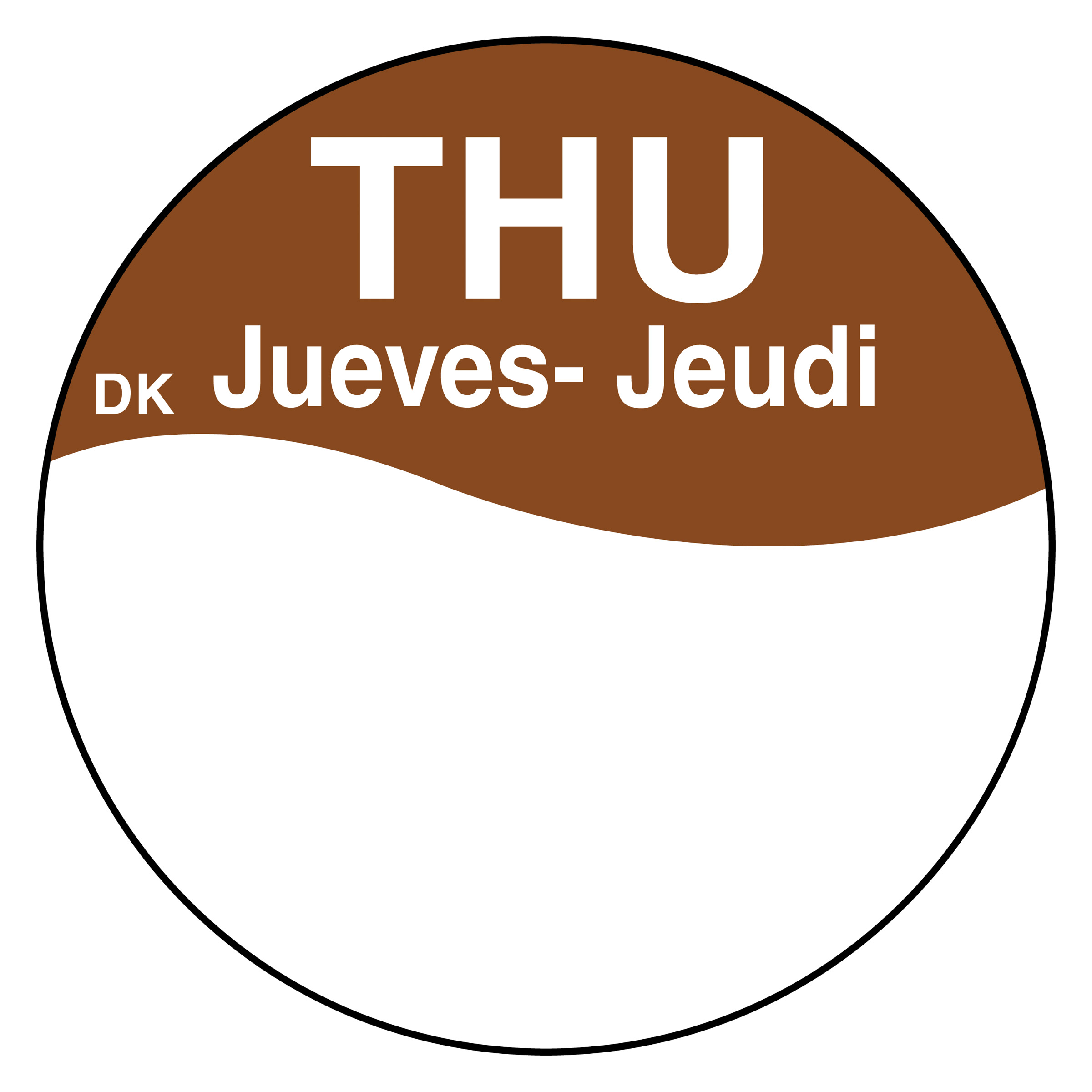 Daymark Thursday Round Permanent Half Blank Bilingual Day Of The Week Label, 1 Inch -- 12 Per Case