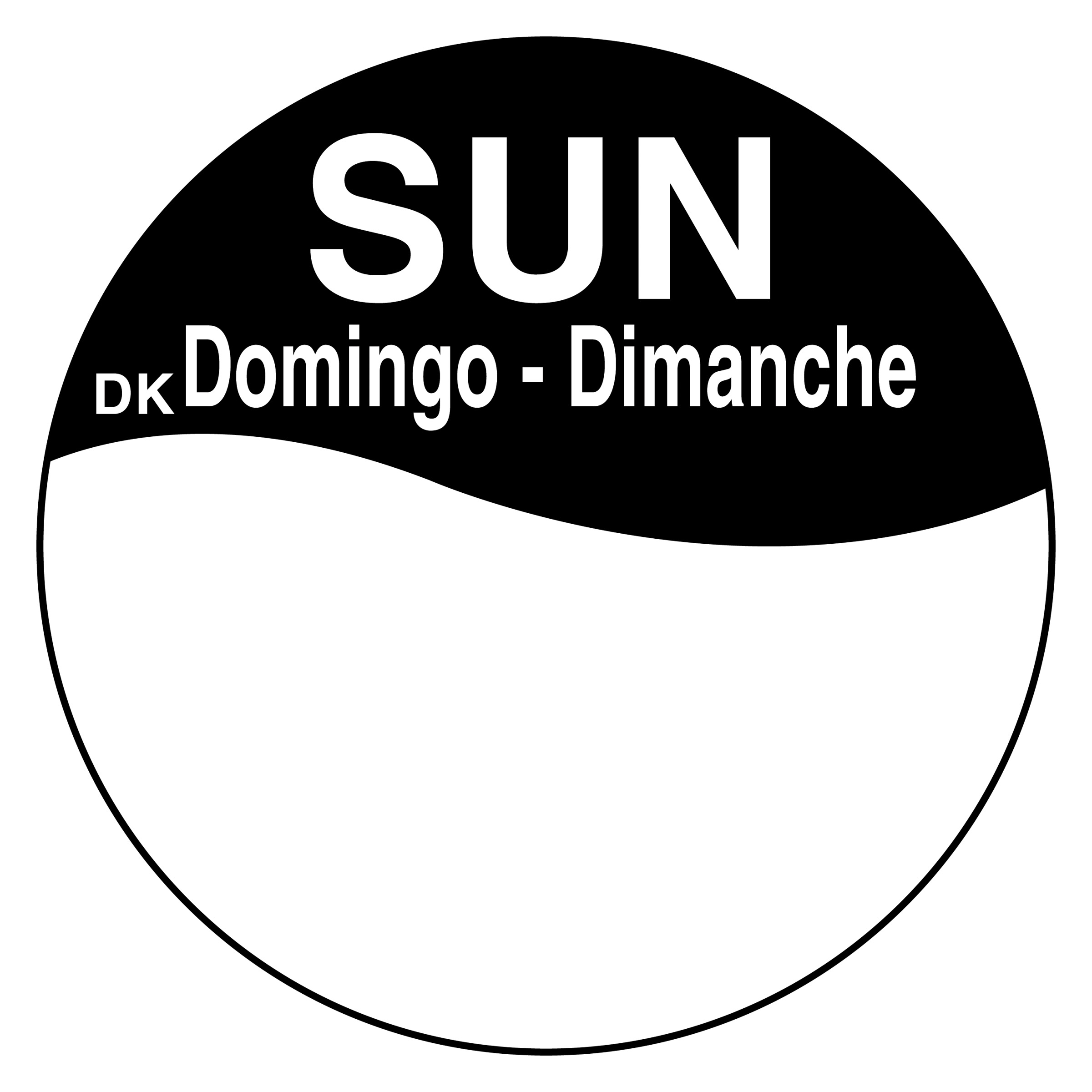Daymark Sunday Round Permanent Half Blank Bilingual Day Of The Week Label, 1 Inch -- 12 Per Case