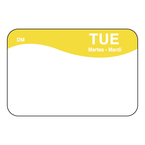 Daymark Tuesday Dissolvemark Day Of The Week Label, 1 X 1.5 Inch -- 12 Per Case