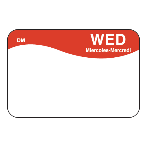 Daymark Wednesday Dissolvemark Day Of The Week Label, 1 X 1.5 Inch -- 12 Per Case