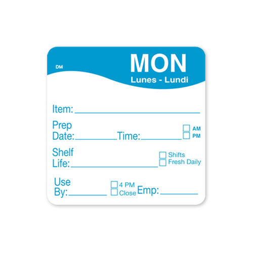 Daymark Monday Dissolvemark Shelf Life Day Of The Week Label, 2 X 2 Inch -- 12 Per Case