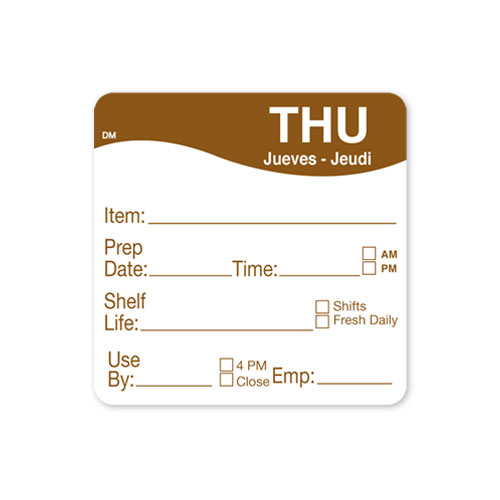 Daymark Thursday Dissolvemark Shelf Life Day Of The Week Label, 2 X 2 Inch -- 12 Per Case