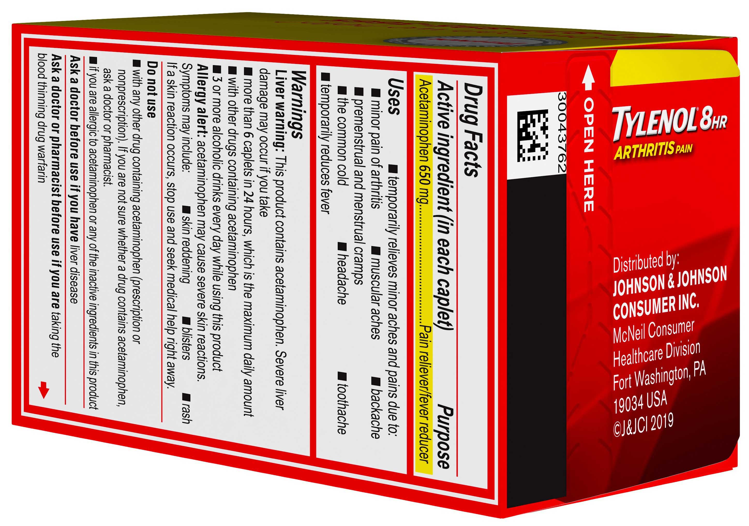 Tylenol Acetaminophen 8 Hour Arthritis Pain Relief Extended Release 650 mg  Tablets Box (225 ct) | Delivery Near Me - Doordash, image size:2896x2032