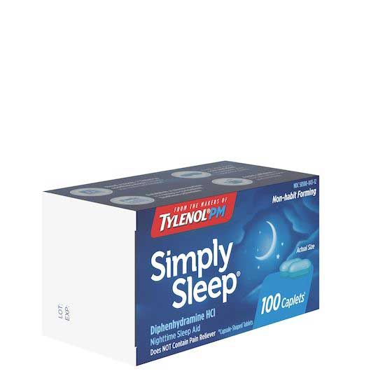 Simply Sleep Nighttime Sleep Aid Caplets, 100 Count -- 72 Per Case