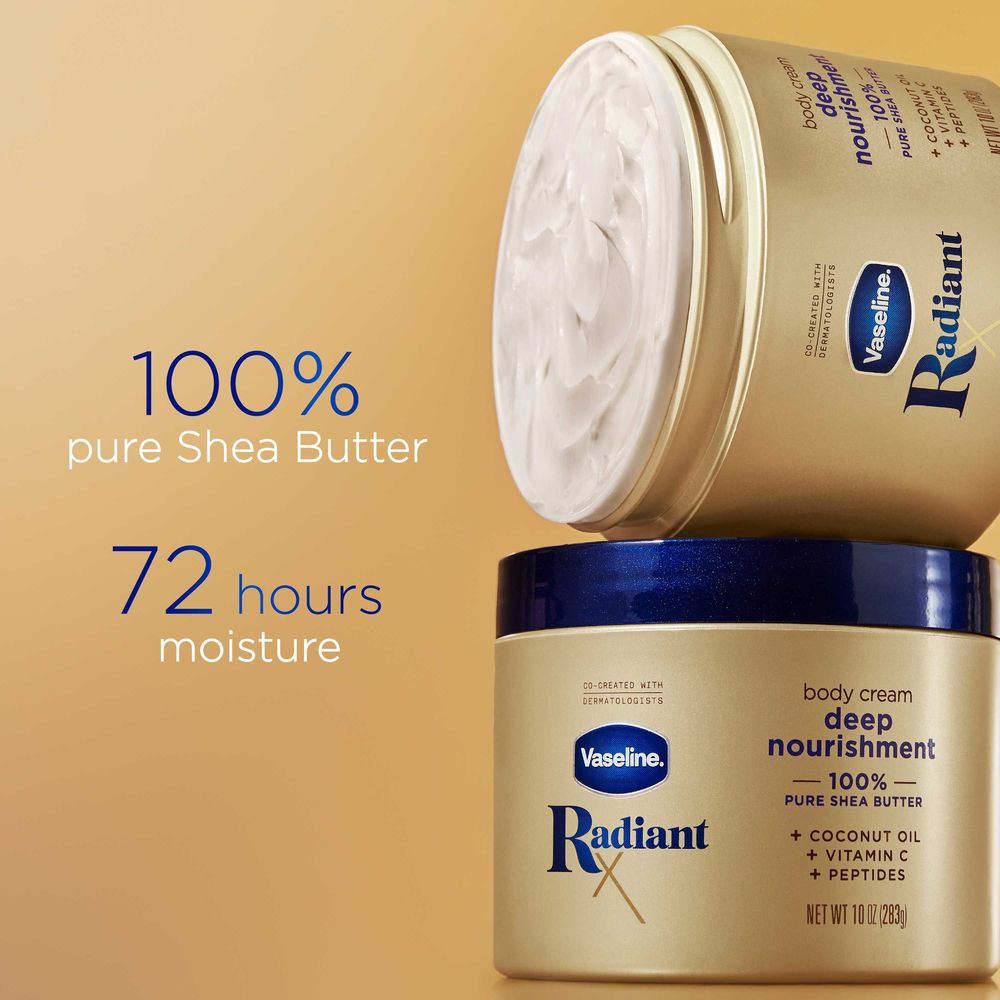 Vaseline Radiant X Deep Nourishment Body Cream, 10 Ounce -- 6 Per Case