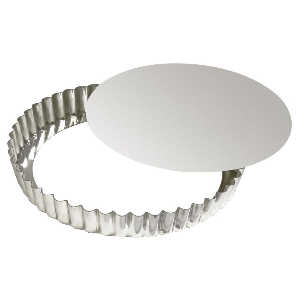 Gobel Tin Plate Round Fluted Tart Mold With Removable Bottom, 7.3 Inch Dia X 1 Inch Height Cavity