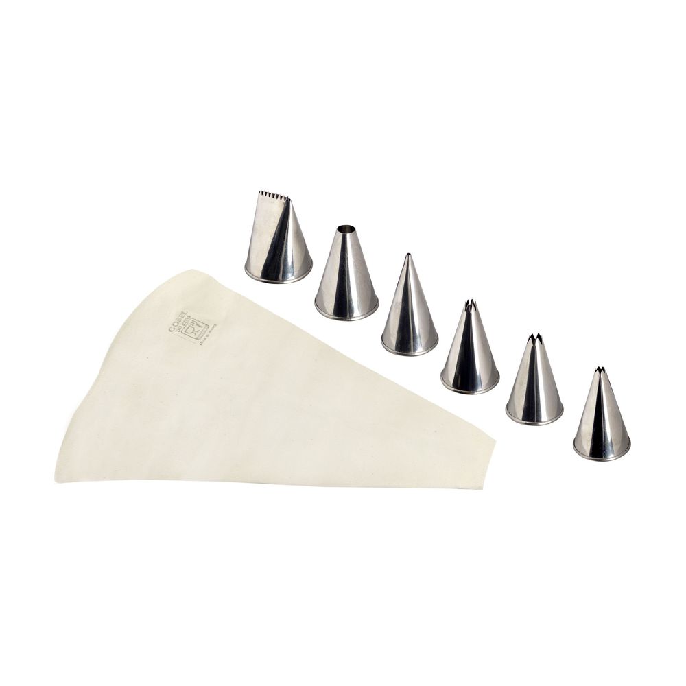 Gobel Stainless Steel Icing Tips Set With Cotton Pastry Bag, 5.1 Inch X 2.7 Inch X 3.3 Inch