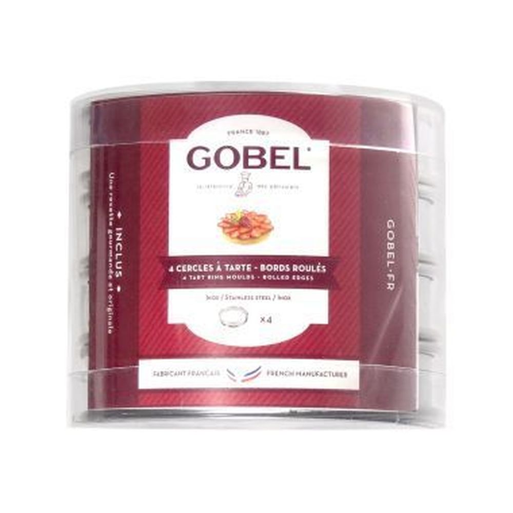 Gobel Stainless Steel Four Square Tart Rings Set, 3.5 Inch X 0.8 Inch Height Cavity