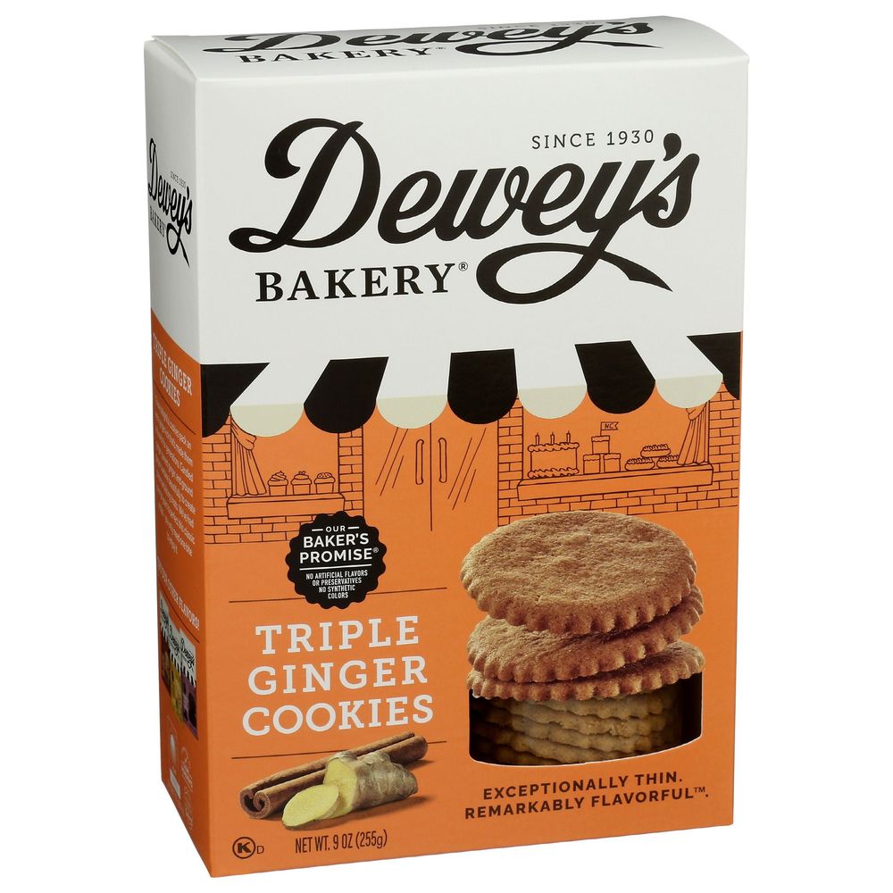 Deweys Moravian Style Triple Ginger Thin Cookies, 9 Ounce -- 6 Per Case