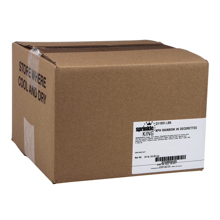 Sprinkle King Non Partially Hydrogenated Rainbow Decorettes, 6 Pound -- 4 Per Case