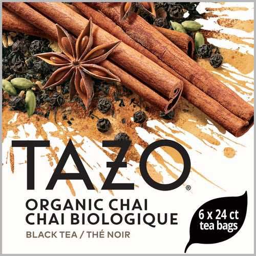 Tazo Organic Chai Enveloped Hot Tea Bags, 24 count -- 6 per case