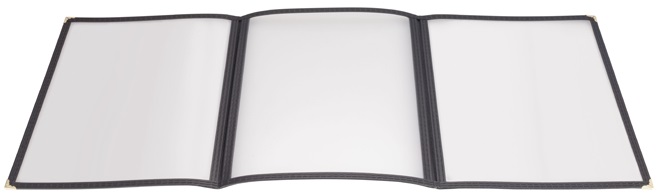 Winco Black Triple Fold Panel Menu Cover -- 25 Per Case
