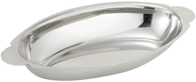 Winco Stainless Steel Oval Au Gratin Dish, 20 Ounce -- 12 Per Case