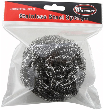 Winco Stainless Steel Scrubbing Sponge, 50 Grams -- 12 Per Case