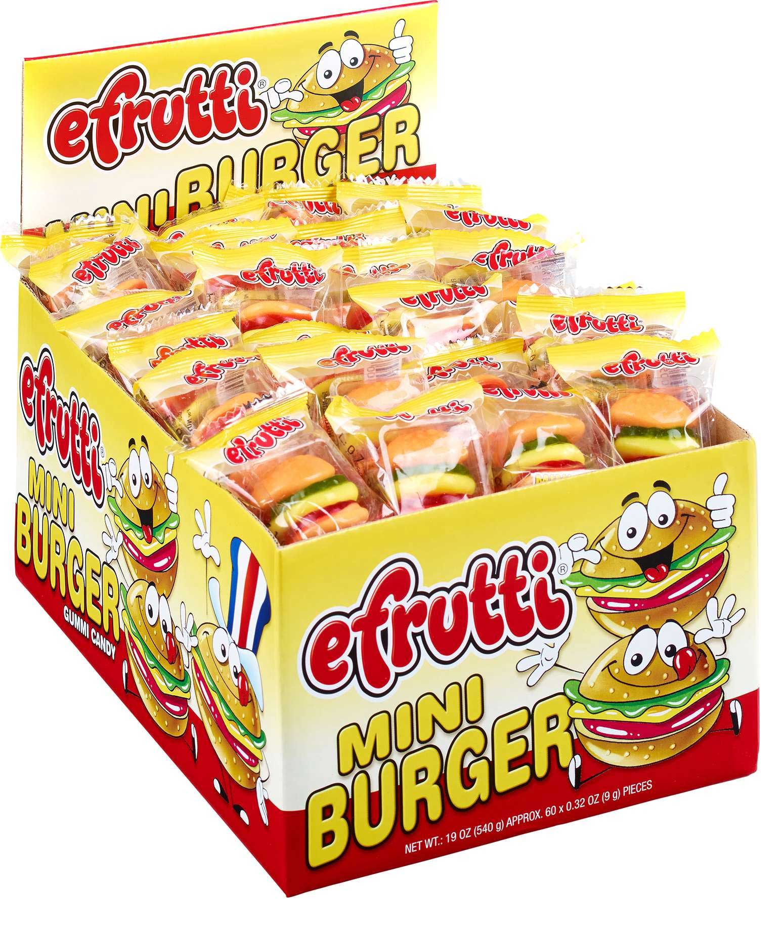 Efrutti Mini Burger Gummi Candy Bulk, 0.32 Ounce, 101 Count -- 8 Per Case