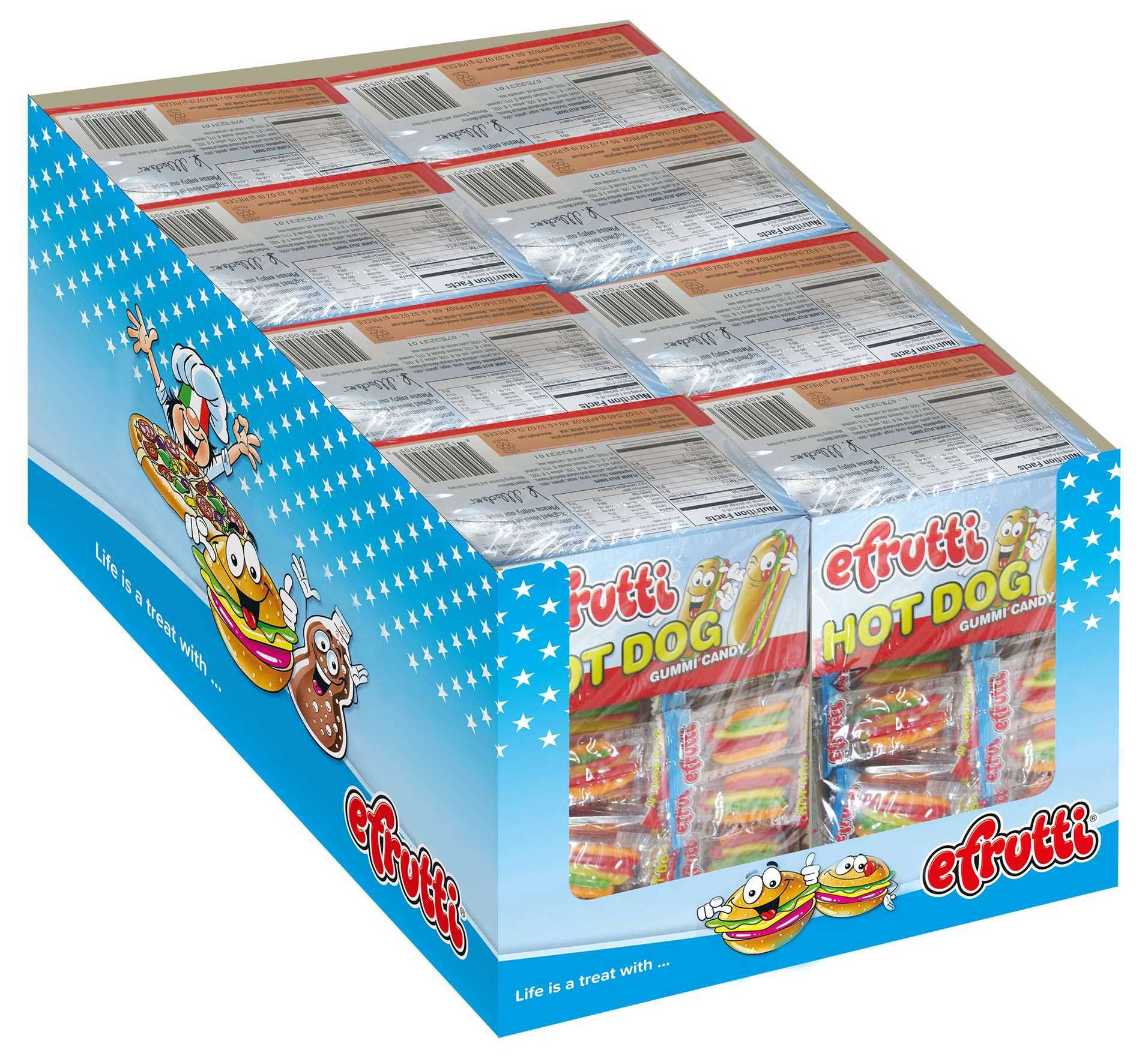 Efrutti Mini Hot Dog Gummy Candy Bulk, 0.32 Ounce, 101 Count -- 8 Per Case