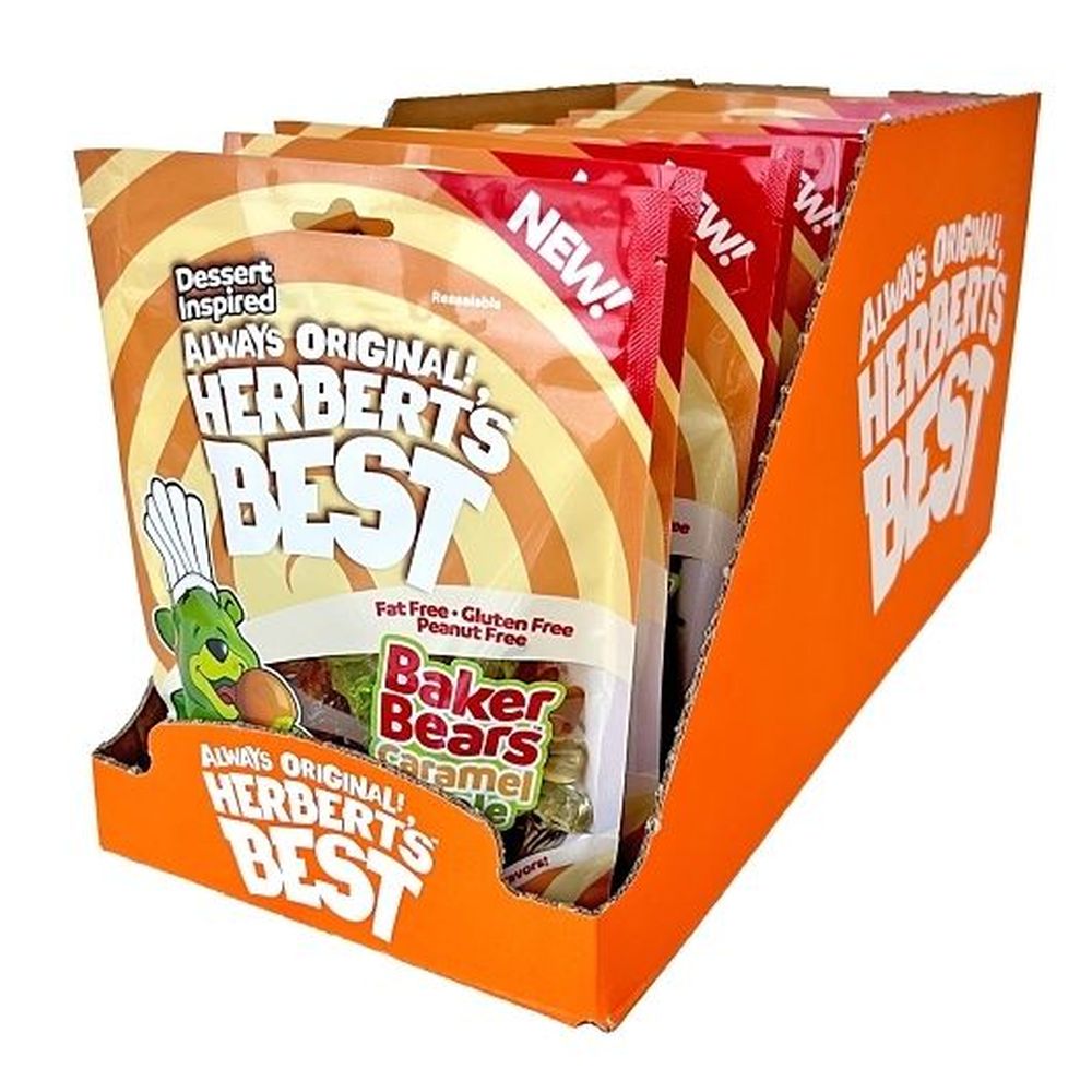 Herbert's Best Caramel Baker Gummi Bear Stand Up Peg Bag, 7 Ounce -- 10 Per Case